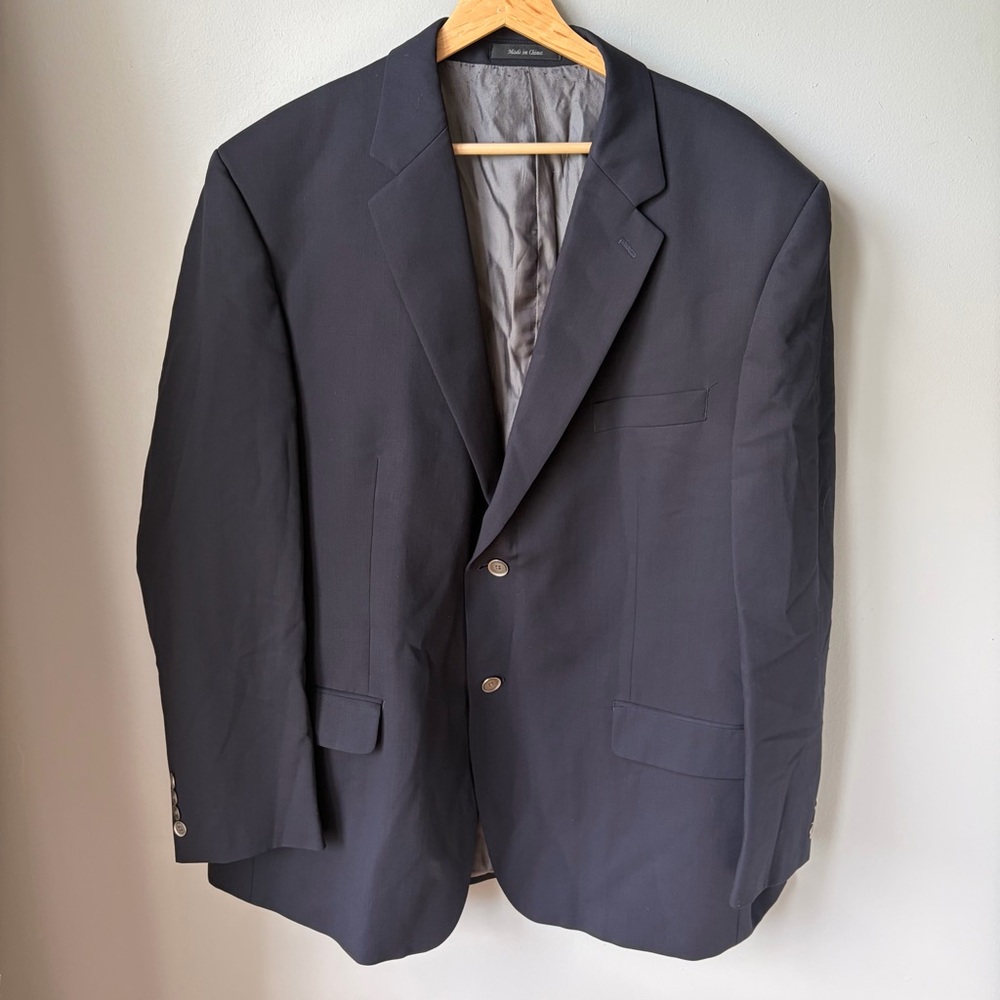 Calvin Klein Men’s Blazer‎ 46R 100% Wool Navy Blue Dress Coat